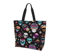 CPyuqw Sugar and Skulls Style Print Shoulder Bag â€“ Large Reusable Tote Bag, Storage Tote for Shopping, Travel, & Daily Life Accessories