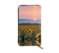 CPyuqw Sunflower Sun Print Leather Wallet for Women and Men - Clutch with Card Holder, Coin Pocket & Checkbook Compartment