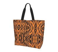 CPyuqw Tiger Stripes Orange Pattern Print Shoulder Bag â€“ Large Reusable Tote Bag, Storage Tote for Shopping, Travel, & Daily Life Accessories
