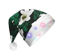 CPyuqw Unisex Hunter Green Floral Petals Pattern Print LED Christmas Hat - Santa Hat for Festive Winter Parties, Holiday Wear, and Everyday Use