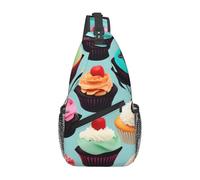 CPyuqw Unisex Lightweight Colorful Cupcakes Print Cross Chest Bag - Sling Backpack for Travel, Hiking & Daily Use