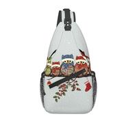CPyuqw Unisex Lightweight Cute Christmas Owls on Branch Print Cross Chest Bag - Sling Backpack for Travel, Hiking & Daily Use