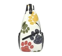 CPyuqw Unisex Lightweight Cute Colorful Dog Paw Print Cross Chest Bag - Sling Backpack for Travel, Hiking & Daily Use