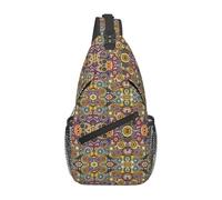 CPyuqw Unisex Lightweight Ethnic Circles Floral Pattern Print Cross Chest Bag - Sling Backpack for Travel, Hiking & Daily Use