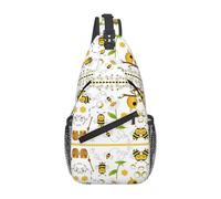 CPyuqw Unisex Lightweight Flying Bees Daisy Honey Print Cross Chest Bag - Sling Backpack for Travel, Hiking & Daily Use