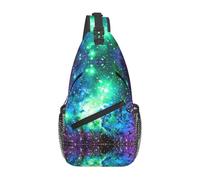CPyuqw Unisex Lightweight Green Blue Purple Galaxy Print Cross Chest Bag - Sling Backpack for Travel, Hiking & Daily Use