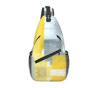 CPyuqw Unisex Lightweight Grey And Yellow Abstract Art Painting Print Cross Chest Bag - Sling Backpack for Travel, Hiking & Daily Use