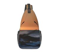 CPyuqw Unisex Lightweight Last Sun Rays of Over The Sea Waves Print Cross Chest Bag - Sling Backpack for Travel, Hiking & Daily Use