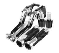 CPZPMFMKBG for Yama&ha YZFR125 2023 YZF R125 YZF-R125 2017-2022 Adjustable Foliding Brake Clutch Levers Handlebar Grips Ends Motorcycle Brake Lever(Silver)