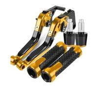 CPZPMFMKBG for Yama&ha YZFR125 YZF R125 2014-2023 Adjustable Foliding Brake Clutch Levers Handlebar Grips Ends Motorcycle Brake Lever(Gold)
