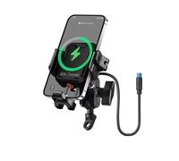 CPZPMFMKBG support de navigation pour moto Motorcycle Riding Shock-Absorbing Phone Holder Type-c Charger Adjustable Anti-Theft Quick Release Navigation Bracket(Charging- Black1)