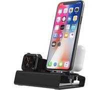 CQ 3 in 1 Aluminum Charger Stand for Apple Watch, iPhone & AirPods - Modern Style Charging Station for Desk with Nightstand Mode Support