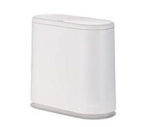 Cq acrylic 12 Liter Rectangular Plastic Trash Can Wastebasket with Press Type Lid,3.17 Gallon Dog Proof Garbage Container Bin for Bathroom,Powder Room,Bedroom,Kitchen,Craft Room,Office (White)