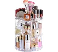 Cq acrylic 360 Degree Rotating Makeup Organizer for Vanity,4 Tier Adjustable Spinning Cosmetic Storage Cases and Make Up Holder Display Cases,Clear