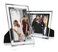 Cq acrylic 4x6 Glass Picture Frame,Silver Mirrored for Photo Display Stand on Tabletop,Pack of 2