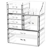 Cq acrylic Clear Makeup Organizer and Storage Stackable Skin Care Cosmetic Display Case with 8 Drawers Make up Stands For Jewelry Hair Accessories Beauty Skincare Product Organizing