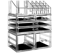 Cq acrylic Makeup Organizer Skin Care Large Clear Cosmetic Display Cases Stackable Storage Box With 6 Drawers For Vanity,Set of 3