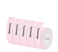 CQadsDyrx 2 5 10 Rolls 15mm X 7m Thermal Label Tape Compatible With Label Printer Models D30 Marklife P12 P15 Labeller Universal Fit(5PK Pink Label)