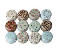 CQAHDSEVF Candle Containers, 12 pcs Mini Flower Tin Box DIY Candle Jar Balm Round Empty Lipstick Case Multicolor(E)