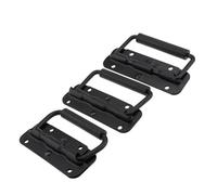 CQAHDSEVF Folding Metal Chest Handles, 3 pcs Iron Black Multiple Sizes Spring Folding Handle Luggage Industrial Cabinet Toolbox(110mm)