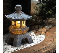 CQAHDSEVF Japanese Garden Ornaments Japanese Garden Ornaments,Solar Pagoda Lantern Statue Garden Ornaments,Indoor/Outdoor Solar Lights Lamp Ornaments for Garden(Style 2)