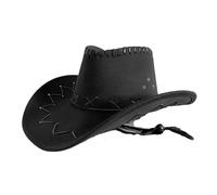 CQAHDSEVF Western Cowboy Hat, 2 pcs Multicolor Unisex Cowboy Hat Multiple Sizes(Black,8)
