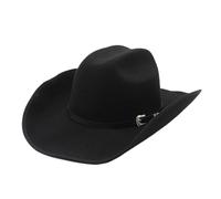 CQAHDSEVF Western Cowboy Hat, 9.5cm Roll Brimmed Western Cowboy Hat Felt Black White 56-58cm(Black)