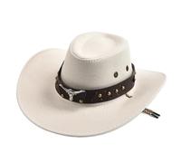 CQAHDSEVF Western Cowboy Hat, Cowboy Hat Multicolor 56-58cm(White)