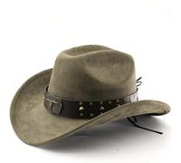 CQAHDSEVF Western Cowboy Hat, Imitation Suede Western Cowboy Hat Jazz Top Felt Sunshade Big Brim Unisex Multicolor(Green)