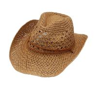 CQAHDSEVF Western Cowboy Hat, Unisex Straw Western Cowboy Hat Foldable Wide Brim Lightweight Summer Multicolor(Khaki)