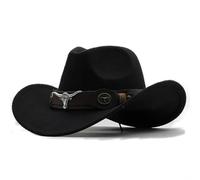 CQAHDSEVF Western Cowboy Hat, Western Cowboy Hat Roll Brim Multicolor Polyester Adjustable Sizes(Black,8)