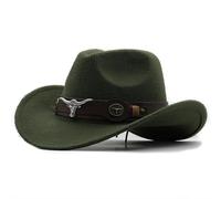 CQAHDSEVF Western Cowboy Hat, Western Cowboy Hat Roll Brim Multicolor Polyester Adjustable Sizes(Green,8)