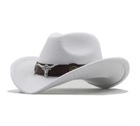 CQAHDSEVF Western Cowboy Hat, Western Cowboy Hat Roll Brim Multicolor Polyester Adjustable Sizes(White,4)