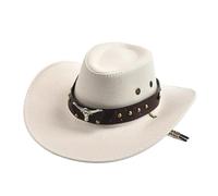 CQAHDSEVF Western Cowboy Hat, Western Cowboy Hats Big-Edge Jazz Hat Unisex Multicolor Size 8(White)