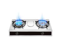 CQCCQ 2 Burners Stainless Steel Gas Hob,Indoor Portable Table Top Gas Stove,with Flame Failure Protection,Cast Iron Pan Support(LPG)