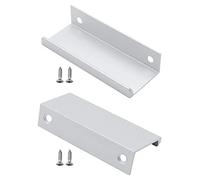 CQCQC 2 Pack Finger Pull Handles Concealed Kitchen Cupboard Hidden Cabinet Drawer Pulls for Bedroom Bathroom Wardrobe,White(Length:500mm)