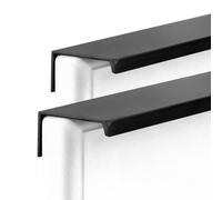 CQCQC 2 Pack Invisible Kitchen Cabinet Handle Concealed Cupboard Handles Aluminum Alloy Door Hidden Drawer Pulls for Home Bedroom Furniture Wardrobe,Black(Hole Distance:128mm)