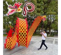 CQCQC 3D Wu Long Dragon Ribbon Streamer, Dragon Poi Dance Ribbon With Scale & Head, Flinging Dragon Streamer Outdoor Juggling, Flowy Silk Dragon Poi For Park(Red,8m)