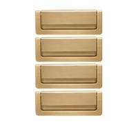CQCQC 4 Pcs Wardrobe Handle Drawer Flush Pull Doors Invisible Cupboard Concealed Hidden Recessed Furniture for Cabinets Closets(Copper,Hole spacing:96mm)