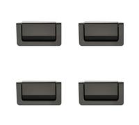 CQCQC 4 Pcs Wardrobe Handle Drawer Flush Pull Doors Invisible Cupboard Concealed Hidden Recessed Furniture for Cabinets Closets(Black,Hole spacing:64mm)