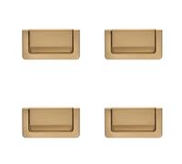 CQCQC 4 Pcs Wardrobe Handle Drawer Flush Pull Doors Invisible Cupboard Concealed Hidden Recessed Furniture for Cabinets Closets(Copper,Hole spacing:64mm)
