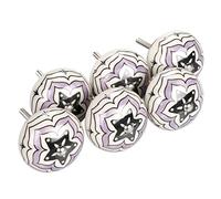 CQCQC Cabinet Knobs 6 Pieces Vintage Shabby Knobs Purple and White Floral Hand Painted Ceramic Pumpkin Cupboard Wardrobe Cabinet Drawer Door Handles Pulls Knob, Five-Pointed Star