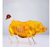 CQCQC Lucky Pig Whisky Decanter, Chinese Zodiac Animal Decanter Wine Bottle, Lead-free Glass Animal Whisky Bottle, 1000ML Whisky, Vodka, Scotch Whisky, Rum, Tequila Lovers Gift