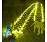 CQCQC Luminescence Dragon Poi Led Dragon Poi, Flowy Square Exercise Dance Dragon Ribbon Poi, Spinning Dragon Ribbon Light Up For Night Parade(Yellow,10m)
