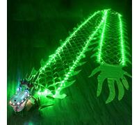 CQCQC Luminescence Dragon Poi Led Dragon Poi, Flowy Square Exercise Dance Dragon Ribbon Poi, Spinning Dragon Ribbon Light Up For Night Parade(Green,10m)