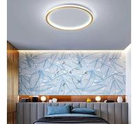 CQDWD Round LED Ceiling Light, Nordic Modern Ultra-Thin Circle Ceiling Lamp Surface Mount Metal Light Fixture for Living Room, Bedroom Lamp,Gold+3 Colour Light-50cm 61W