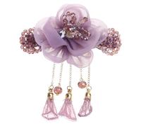 CQEAZ Chinese Styles Hair Pin Handmade Flower Hair Clip Long Tassels Women Hairpin for Ponytails and Various Hairstyles Women Hairpin
