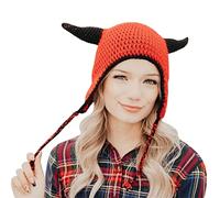 CQEAZ Knit Devil Hat Earflap Earflap Hat Devil Horn Little Halloween Funny