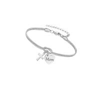 CQEAZ Mom Engraved Heart Crucifix Pendant Adjustable Length Wristchain Stainless Steel Jewelry Accessories Mom Meet Pendant