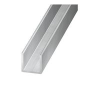 Cqfd Silver Effect Aluminium Unequal U-Shaped Channel, (L)2M (W)10mm (D)20mm (T)1.5mm